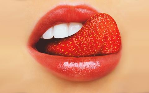 嘴唇，激情，草莓