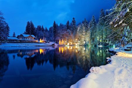瑞士，冬天，湖，性质