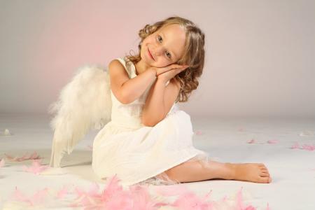美丽，童年，翅膀，孩子，天使，小女孩，可爱，可爱，羽毛，幸福，孩子们