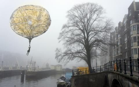 城市，球体，雾