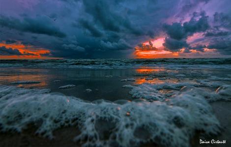海，云，地平线，日落，傍晚的颜色，戴瓦Cirtautе