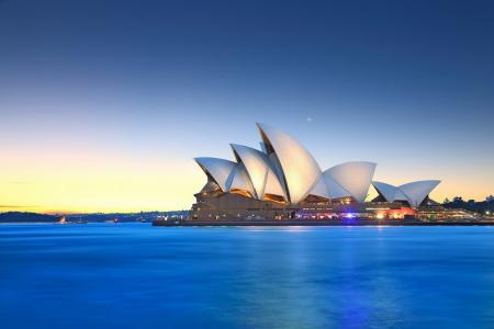 澳大利亚，悉尼，建筑，海洋，美女，晚上，灯光