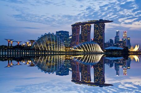 城市，国家，新加坡，美容，建筑，建筑，摩天大楼，河，水，天空，壮观