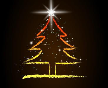圣诞树，新的一年，黑暗的背景下，积极