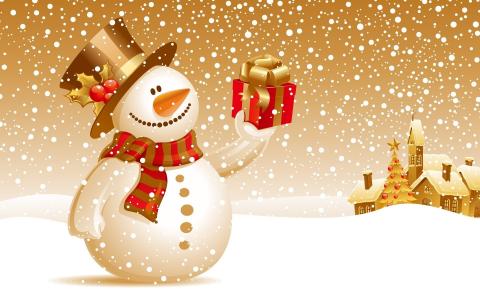 新年快乐，假期，雪人，冬天，雪，礼物，新年快乐，雪人，雪