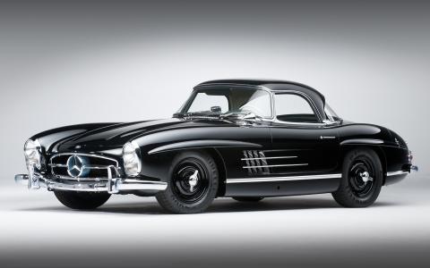 黑色，奔驰，1957年，前端，300sl，300sl，梅赛德斯