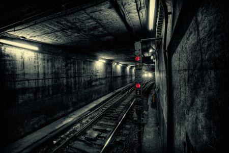 城市，隧道，地铁，地铁，火车，光