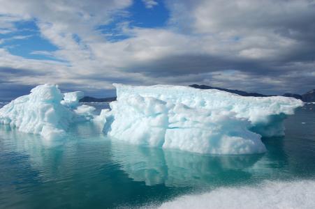格陵兰岛，天空，云，海洋，浮动浮冰