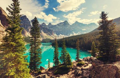 自然，山，加拿大，美丽，湖，森林，超级照片