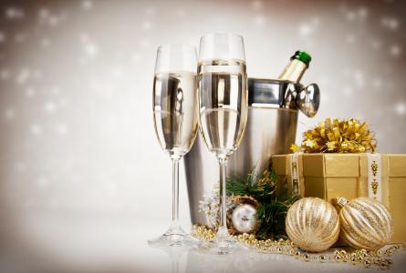 新年，圣诞节，香槟，假期，礼物