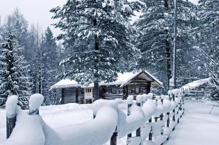 冬天，自然，雪，房子