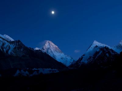 喜马拉雅山脉，山脉，天空，月亮，夜晚，美丽