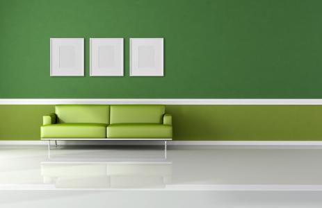沙发，白色，极简主义，绿色