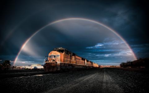 火车，彩虹，铁路