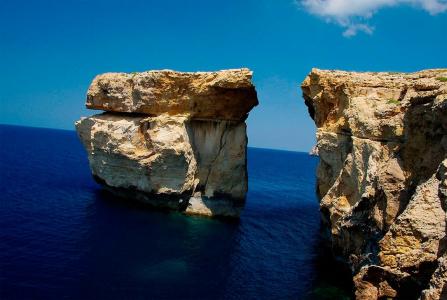 马耳他，天蓝色的窗口，岩石，海