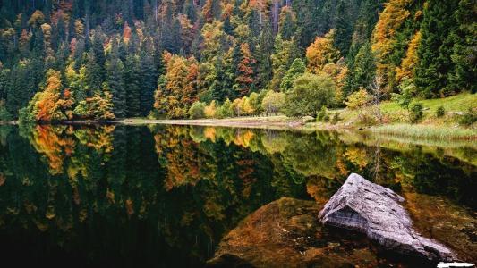 自然，湖，秋，美，山