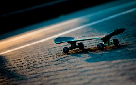 滑板，道路，滑冰，运动，光，晚上