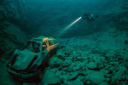 照片，水下，潜水，汽车