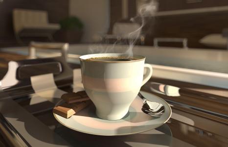 咖啡，3d，咖啡杯，杯