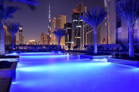 城市，晚上，阿拉伯联合酋长国，迪拜