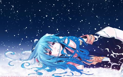 动漫，冻结的女孩，Hinanawi tenshi，冬天，雪，eretto