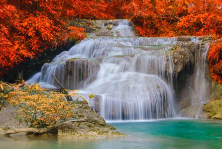 自然，河，瀑布，森林，美丽，瀑布，泰国