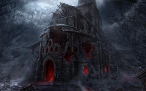 废墟，教堂，地狱般的力量，邪恶