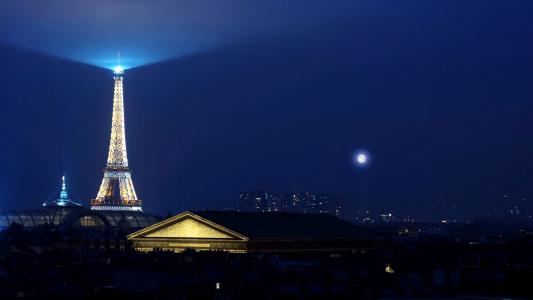 巴黎，灯，天空，埃菲尔铁塔