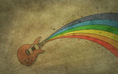 吉他，彩虹，吉他，彩虹，绘图
