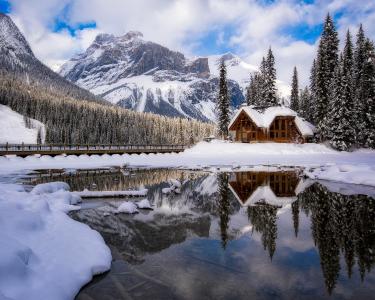 自然，山，加拿大，美丽，冬天