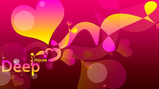 Tony Kokhan音乐，塑料，DJ，粉红色，黄色，心脏，4K，壁纸，单词，单词，el创意，声音，设计，艺术，风格，托尼·柯汗，深的房子，音乐，音乐，方向，图片