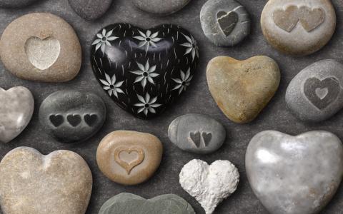 卵石，爱，美丽，石头，心脏，灰色