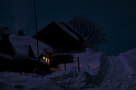 冬天，晚上，村庄，雪