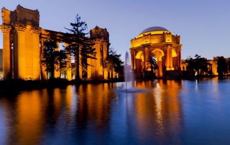 旧金山，纪念，灯光，照明，喷泉，水，美女