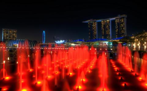 新加坡，城市，夜晚