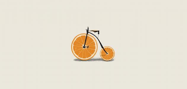 轮子，橙色，自行车，切片，极简主义，伟大
