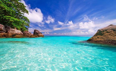 塞舌尔，岛，海洋，沙滩，自然，美丽，天空，云，热带地区