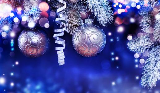 假日，新年，圣诞节，分支机构，云杉，毛皮树，玩具，球，蛇纹石