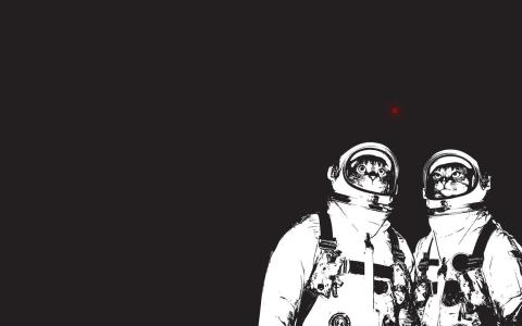 Koshaks，宇航员，极简主义，红点，背景