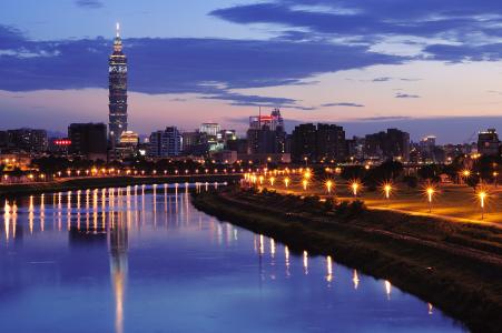 城市，台北，中国，台湾，河，日落，cpl，晚上