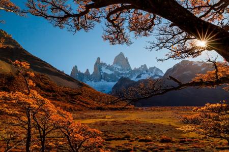 Fitzgory，巴塔哥尼亚，山，日落，阿根廷