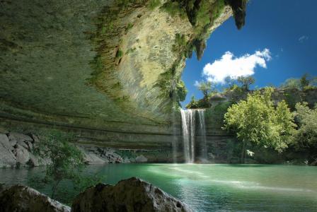 瀑布，大自然，湖，美丽，岩石，石头