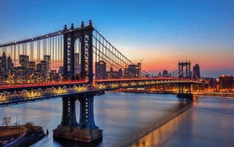 城市，纽约，美国，桥梁