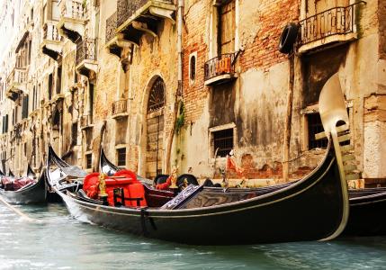 威尼斯，意大利，威尼斯，贡多拉，运河，建筑，建筑物，窗户，阳台