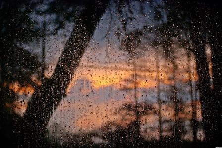 窗户，玻璃，雨后，水滴
