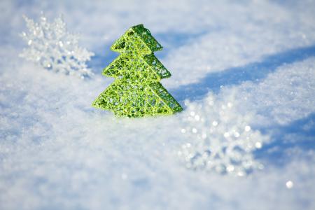 新年，雪，圣诞树，迷你
