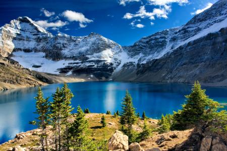 自然，加拿大，山，湖，美丽
