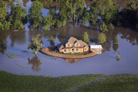 美国，密西西比州，房子，水，树，洪水，美丽