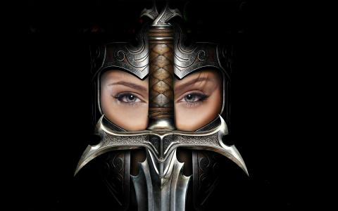 女孩，剑，邪教王国的异端，头盔