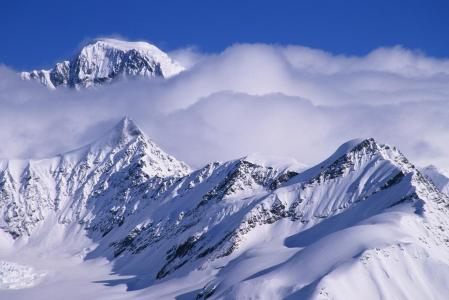 阿拉斯加，山，雪，云
